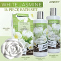 Bath and Body Gift Basket For Women & Men - 14pc Spa Set in Jasmine Fragrance