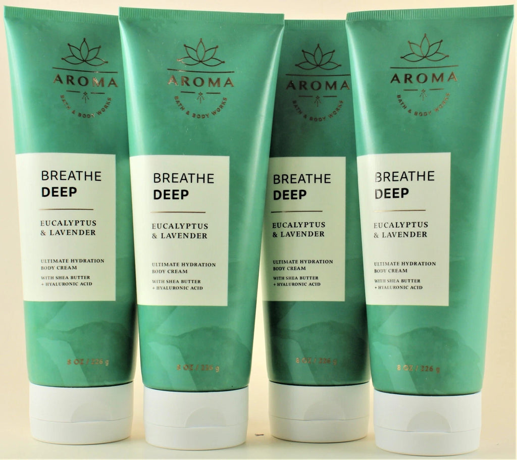 QTY 4 - Bath & Body Works BREATHE DEEP EUCALYPTUS LAVENDER Body Cream Lotion 8z